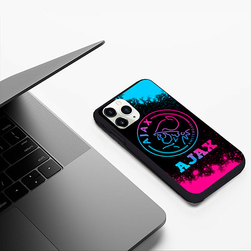 Чехол iPhone 11 Pro матовый Ajax - neon gradient / 3D-Черный – фото 3