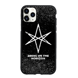 Чехол iPhone 11 Pro матовый Bring Me the Horizon с потертостями на темном фоне, цвет: 3D-черный