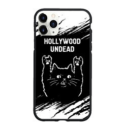 Чехол iPhone 11 Pro матовый Группа Hollywood Undead и рок кот, цвет: 3D-черный
