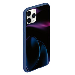 Чехол iPhone 11 Pro матовый Абстрактные фиолетовые волны, цвет: 3D-тёмно-синий — фото 2
