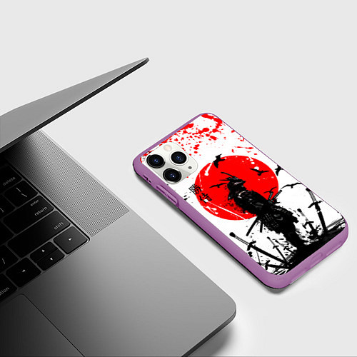 Чехол iPhone 11 Pro матовый Самурай хранитель / 3D-Фиолетовый – фото 3
