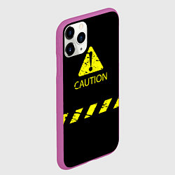 Чехол iPhone 11 Pro матовый CAUTION - Осторожно опасность, цвет: 3D-фиолетовый — фото 2