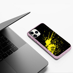 Чехол iPhone 11 Pro матовый Желтые брызги, цвет: 3D-розовый — фото 2