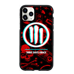 Чехол iPhone 11 Pro матовый Three Days Grace rock glitch, цвет: 3D-черный