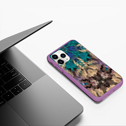 Чехол iPhone 11 Pro матовый Геометрический симметричный узор в коричневых тона, цвет: 3D-фиолетовый — фото 2