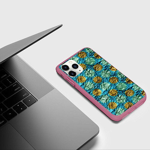 Чехол iPhone 11 Pro матовый Фольга от шоколадной конфеты - текстура / 3D-Малиновый – фото 3