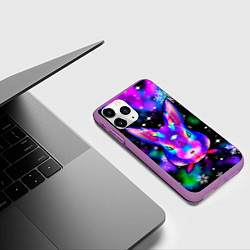 Чехол iPhone 11 Pro матовый Неоновый кролик, цвет: 3D-фиолетовый — фото 2