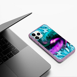 Чехол iPhone 11 Pro матовый Кристаллы и северное сияние, цвет: 3D-сиреневый — фото 2