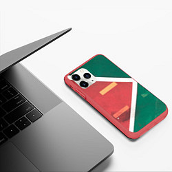Чехол iPhone 11 Pro матовый Абстрактная красная и зелёная поверхность с линиям, цвет: 3D-красный — фото 2