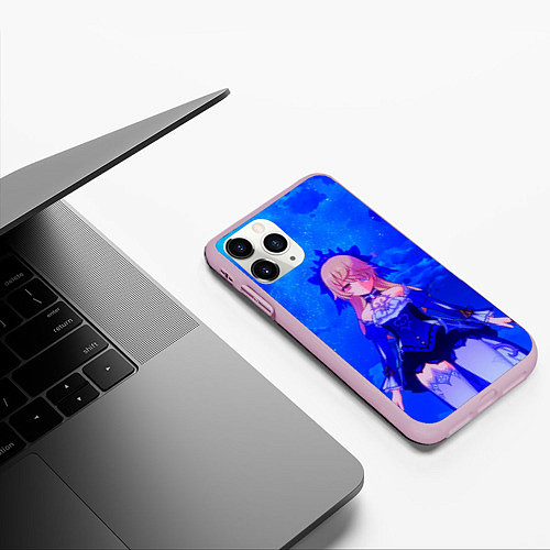 Чехол iPhone 11 Pro матовый Фишль Геншин Импакт / 3D-Розовый – фото 3