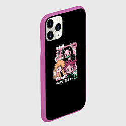 Чехол iPhone 11 Pro матовый Клинок, рассекающий демонов чиби герои Танджиро, З, цвет: 3D-фиолетовый — фото 2