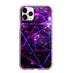 Чехол iPhone 11 Pro матовый Triangle space - Neon - Geometry, цвет: 3D-розовый