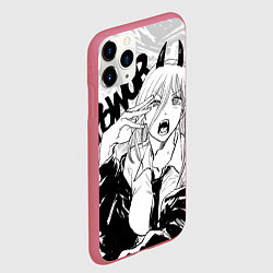 Чехол iPhone 11 Pro матовый Пауэр - Человек-бензопила, цвет: 3D-малиновый — фото 2