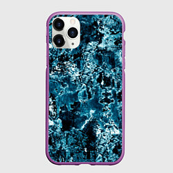 Чехол iPhone 11 Pro матовый Гранж - абстрактные синие разводы, цвет: 3D-фиолетовый