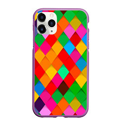 Чехол iPhone 11 Pro матовый Цветные лоскуты - пэчворк, цвет: 3D-фиолетовый