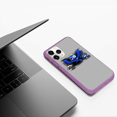 Чехол iPhone 11 Pro матовый Синий и Хагги Вагги / 3D-Фиолетовый – фото 3