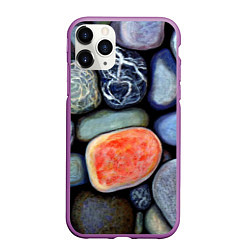 Чехол iPhone 11 Pro матовый Цветные камушки, цвет: 3D-фиолетовый