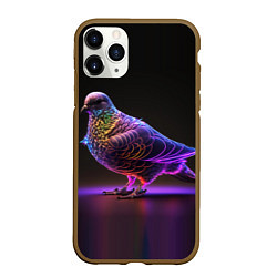 Чехол iPhone 11 Pro матовый Неоновый голубь, цвет: 3D-коричневый