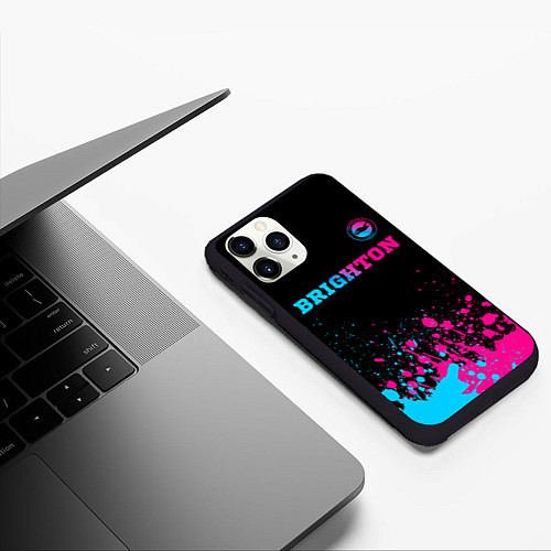 Чехол iPhone 11 Pro матовый Brighton - neon gradient: символ сверху / 3D-Черный – фото 3