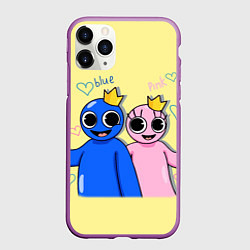 Чехол iPhone 11 Pro матовый Радужные друзья: Синий и Розовая, цвет: 3D-фиолетовый