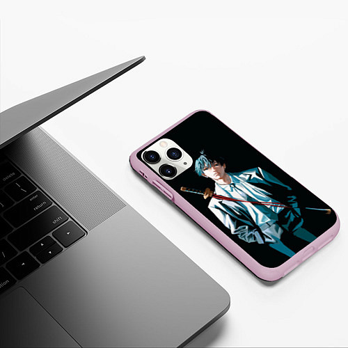 Чехол iPhone 11 Pro матовый Аки Хаякава в костюме - Человек бензопила / 3D-Розовый – фото 3