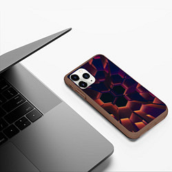 Чехол iPhone 11 Pro матовый Абстрактные металл и лучи, цвет: 3D-коричневый — фото 2