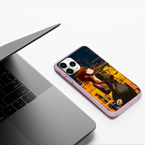 Чехол iPhone 11 Pro матовый Макима - chainsaw man / 3D-Розовый – фото 3