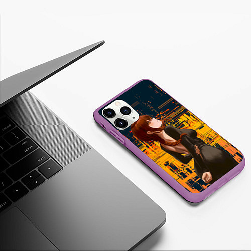 Чехол iPhone 11 Pro матовый Макима - chainsaw man / 3D-Фиолетовый – фото 3