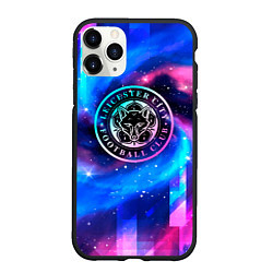 Чехол iPhone 11 Pro матовый Leicester City неоновый космос, цвет: 3D-черный