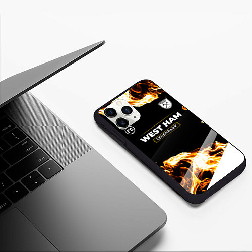 Чехол iPhone 11 Pro матовый West Ham legendary sport fire / 3D-Черный – фото 3