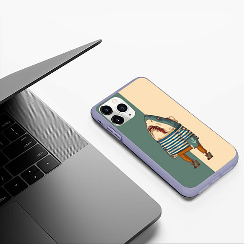 Чехол iPhone 11 Pro матовый Акула-моряк / 3D-Светло-сиреневый – фото 3
