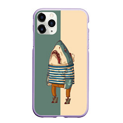 Чехол iPhone 11 Pro матовый Акула-моряк, цвет: 3D-светло-сиреневый