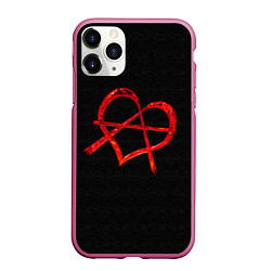 Чехол iPhone 11 Pro матовый Сердце анархиста, цвет: 3D-малиновый