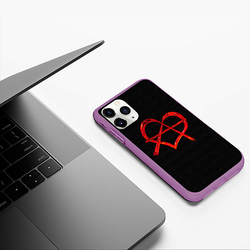 Чехол iPhone 11 Pro матовый Сердце анархиста / 3D-Фиолетовый – фото 3