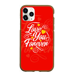 Чехол iPhone 11 Pro матовый Love you forever - hearts, patterns, цвет: 3D-коричневый