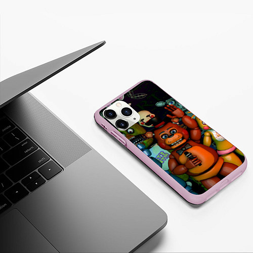 Чехол iPhone 11 Pro матовый Five Nights at Frеddys / 3D-Розовый – фото 3