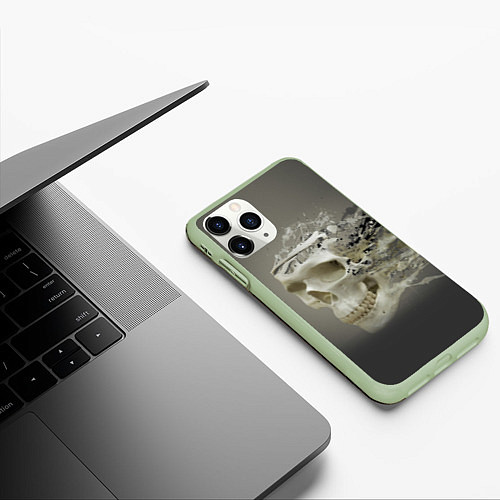 Чехол iPhone 11 Pro матовый Vanguard skull - destroyed / 3D-Салатовый – фото 3