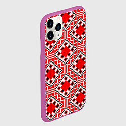 Чехол iPhone 11 Pro матовый Белорусская вышивка - орнамент, цвет: 3D-фиолетовый — фото 2