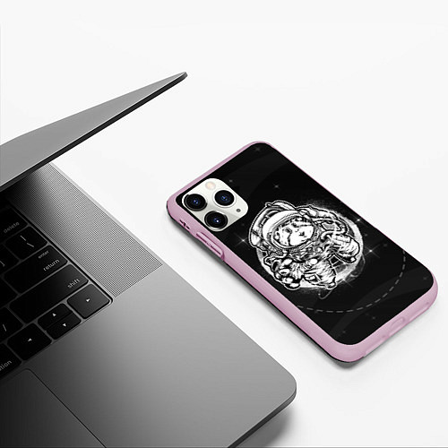 Чехол iPhone 11 Pro матовый Хомяк в космосе / 3D-Розовый – фото 3