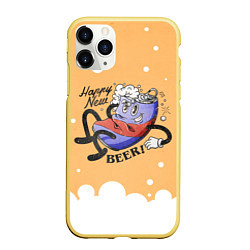 Чехол iPhone 11 Pro матовый Happy new beer 2023, цвет: 3D-желтый