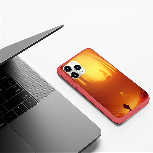 Чехол iPhone 11 Pro матовый Темная ведьма колдует в жутком лесу / 3D-Красный – фото 3