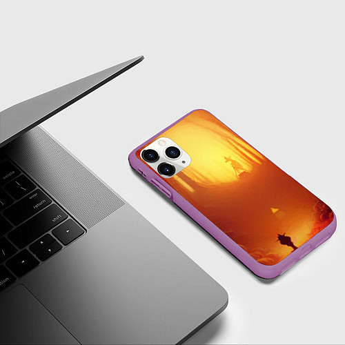 Чехол iPhone 11 Pro матовый Темная ведьма колдует в жутком лесу / 3D-Фиолетовый – фото 3