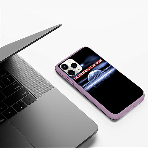 Чехол iPhone 11 Pro матовый Thousand Foot Krutch - The End Is Where We Begin / 3D-Сиреневый – фото 3