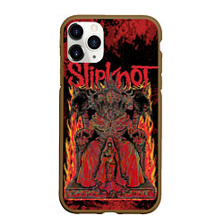 Чехол iPhone 11 Pro матовый Slipknot black and red, цвет: 3D-коричневый