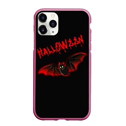 Чехол iPhone 11 Pro матовый Halloween : летучая мышь, цвет: 3D-малиновый