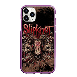 Чехол iPhone 11 Pro матовый Slipknot skull, цвет: 3D-фиолетовый