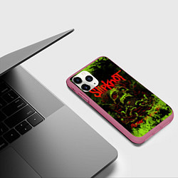 Чехол iPhone 11 Pro матовый Slipknot green череп, цвет: 3D-малиновый — фото 2