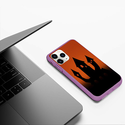 Чехол iPhone 11 Pro матовый Halloween - замок ведьм / 3D-Фиолетовый – фото 3