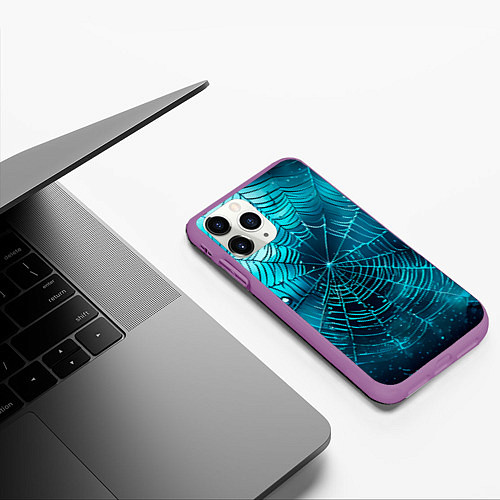 Чехол iPhone 11 Pro матовый Halloween паутина / 3D-Фиолетовый – фото 3