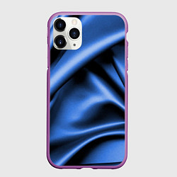Чехол iPhone 11 Pro матовый Складки гладкой синей ткани, цвет: 3D-фиолетовый